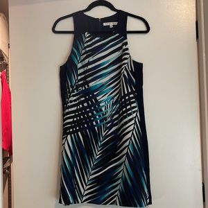 Trina Turk blue palm leaf dress